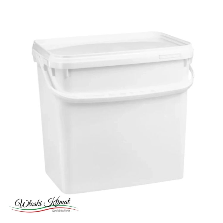 Wiaderko plastikowe do przechowywania mąki i innych produktów spożywczych białe 10L - widok z przodu / opakowanie
