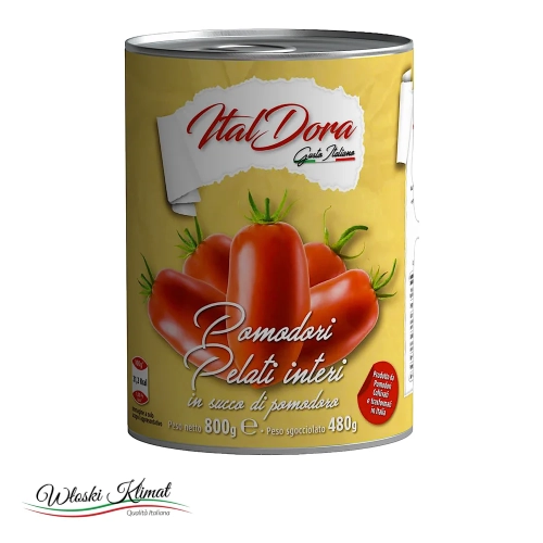 Pomidory Pelati całe bez skórki Ital Dora 800g - widok z przodu / opakowanie