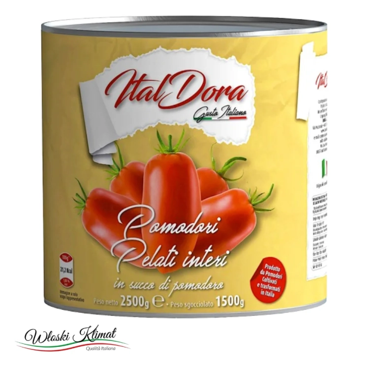 Pomidory Pelati całe bez skórki Ital Dora 2500g - widok z przodu / opakowanie