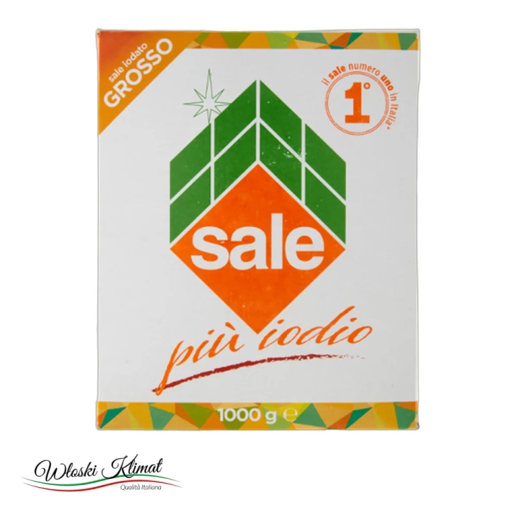 Sól morska gruboziarnista Sale PIU IODIO Grosso 1 kg - widok z przodu / opakowanie