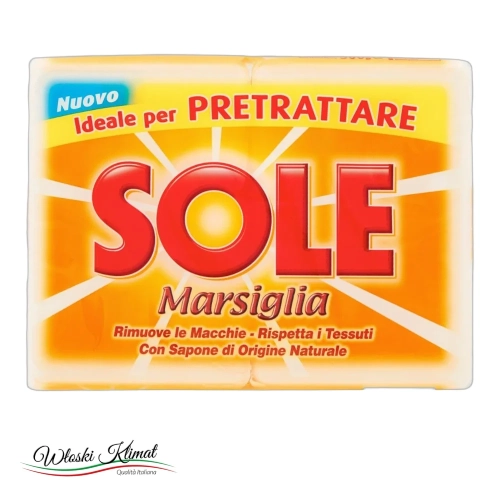 Mydło w kostce do plam Marsiglia SOLE 2x250g - widok z przodu / opakowanie