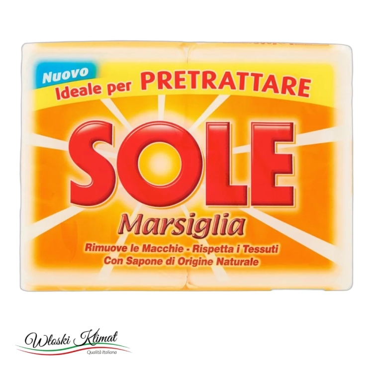 Mydło w kostce do plam Marsiglia SOLE 2x250g - widok z przodu / opakowanie