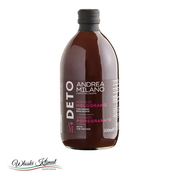 Ocet z granatu melograno ANDREA MILANO 500 ml - widok z przodu / opakowanie
