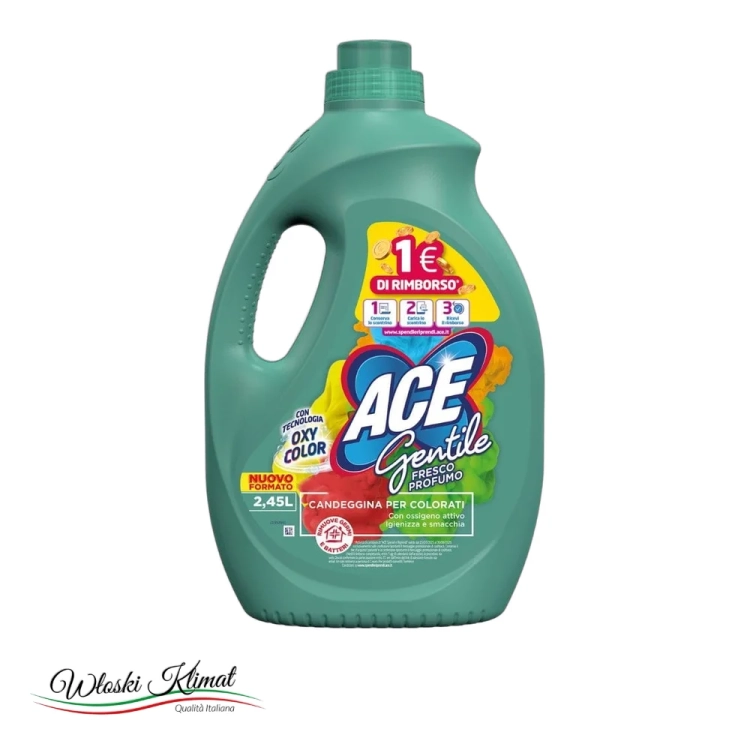 Odplamiacz/wybielacz do tkanin kolorowych Fresco profumo Gentile ACE 2450ml - widok z przodu / opakowanie