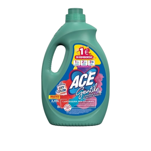Odplamiacz/wybielacz do tkanin kolorowych Lawenda i Białe Piżmo Lavanda e Muschio Bianco Gentile ACE 2450ml - widok szczegółowy 2