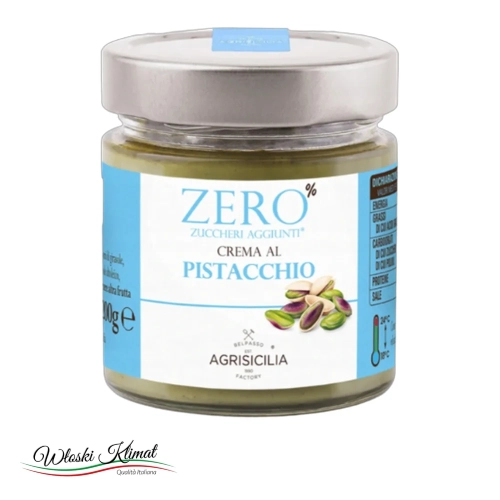 Krem pistacjowy bez cukru Crema al pistacchio zero Agrisicilia 200g - widok z przodu / opakowanie