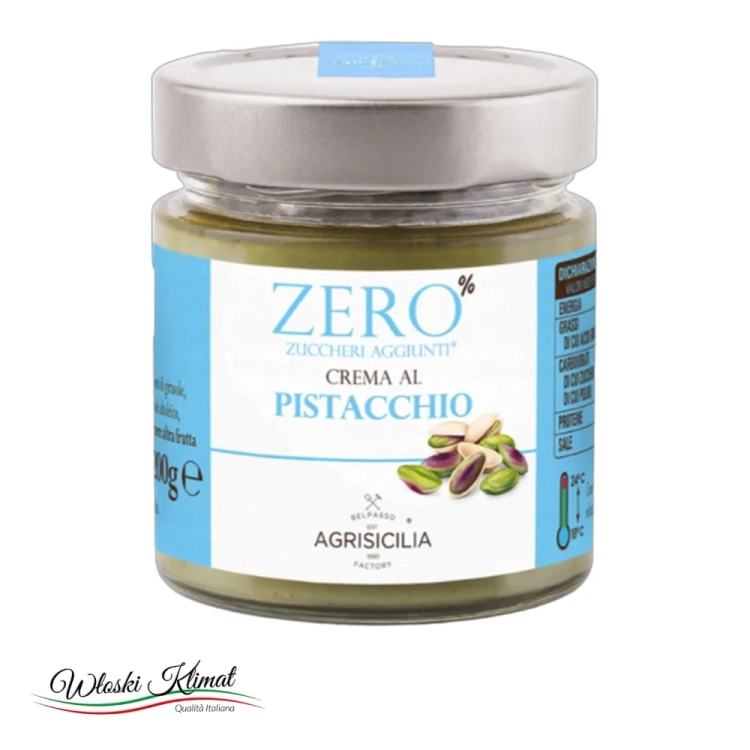 Krem pistacjowy bez cukru Crema al pistacchio zero Agrisicilia 200g - widok z przodu / opakowanie