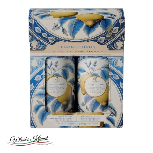 Zestaw Balsam do ciała i Mydło w płynie Cytryny Lemon Blu ALCHIMIA 2 x 500ml - widok z przodu / opakowanie