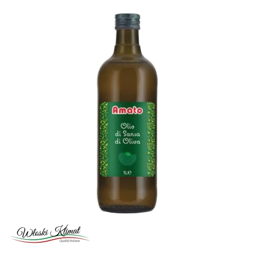 Oliwa z wytłoczyn z oliwek do smażenia Olio di Sansa di Oliva Amato 1L - widok z przodu / opakowanie