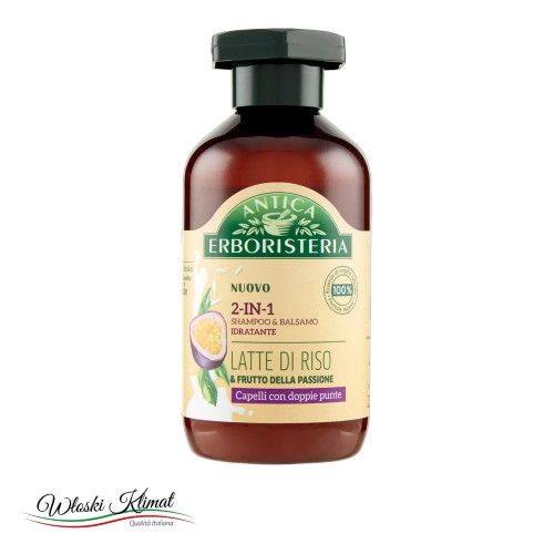 Szampon i balsam nawilżający 2w1 Latte di Riso e Frutta di Passione Antica Erboristeria 225ml - widok z przodu / opakowanie