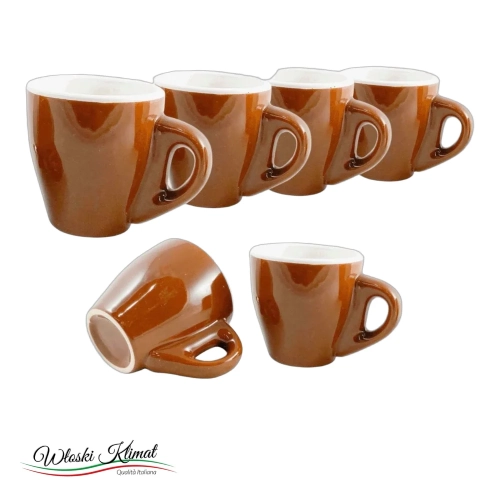Zestaw filiżanek do espresso ceramika Tazze caffe 6 szt. Brązowe - widok z przodu / opakowanie