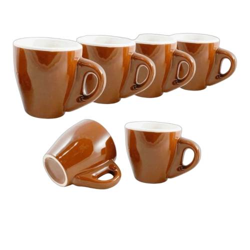Zestaw filiżanek do espresso ceramika Tazze caffe 6 szt. Brązowe - widok szczegółowy 2