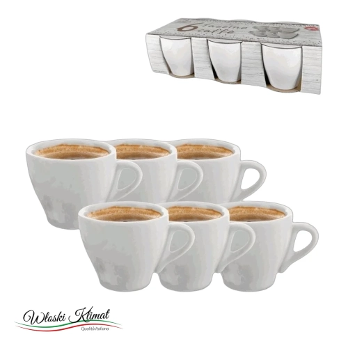Zestaw filiżanek do espresso ceramika Tazze caffe 6 szt. Białe - widok z przodu / opakowanie