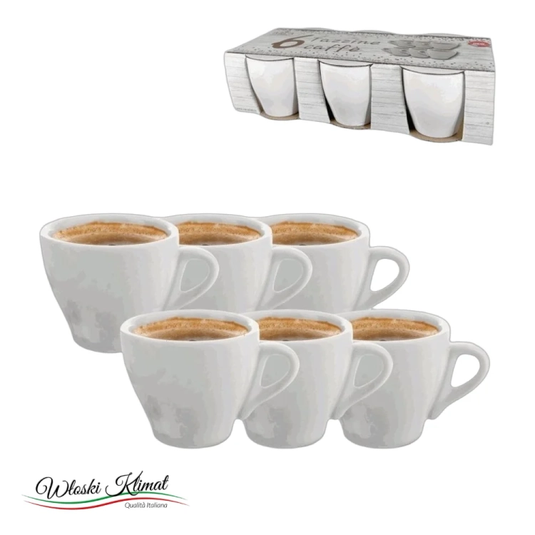 Zestaw filiżanek do espresso ceramika Tazze caffe 6 szt. Białe - widok z przodu / opakowanie