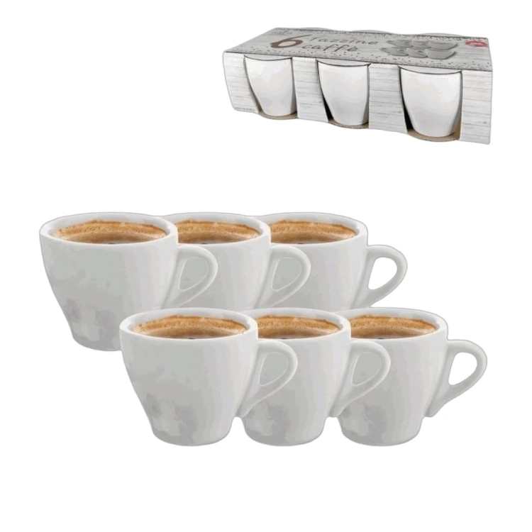 Zestaw filiżanek do espresso ceramika Tazze caffe 6 szt. Białe - widok szczegółowy 2