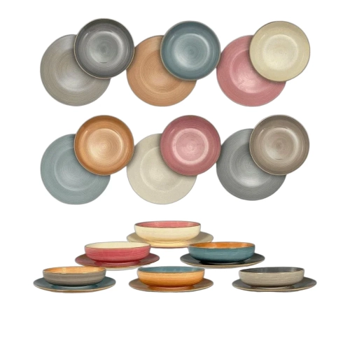 Zestaw talerzy ceramicznych dla 6 osób Maya Color Mix - widok szczegółowy 2
