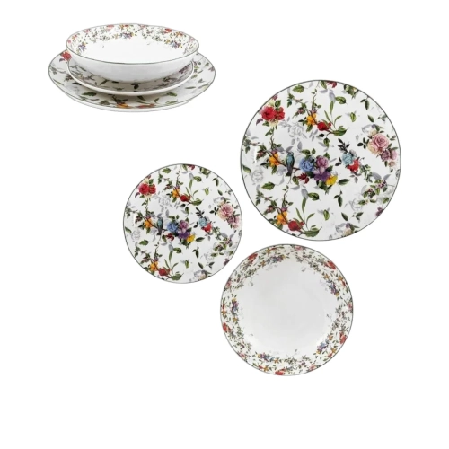 Zestaw talerzy porcelanowych dla 6 osób - 18 szt. Kwiaty Asturias Flowers - widok szczegółowy 2