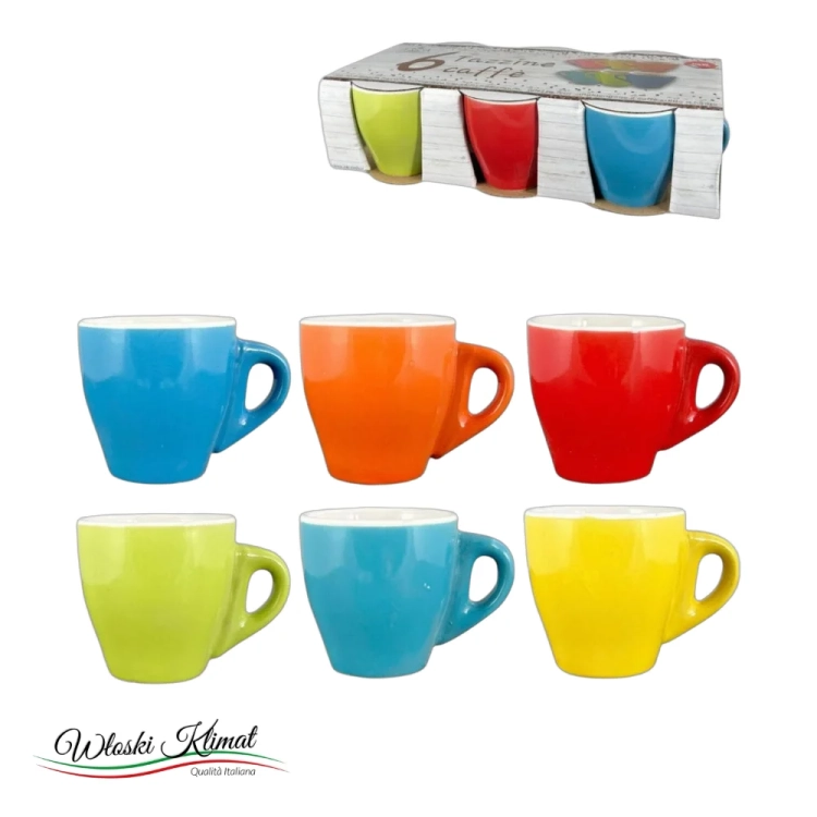 Zestaw filiżanek do espresso ceramika Tazze caffe 6 szt. Colorate - widok z przodu / opakowanie