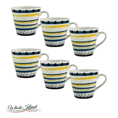 Zestaw filiżanek porcelanowych do espresso Tazze caffe 6 szt. Apulia Spirale Blu - widok z przodu / opakowanie