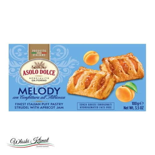 Ciastka z nadzieniem morelowym Melody Albicocca Asolo Dolce 100g - widok z przodu / opakowanie