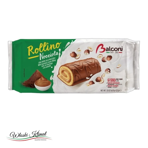 Roladki orzechowe Rollino Nocciola Balconi 222 g - widok z przodu / opakowanie