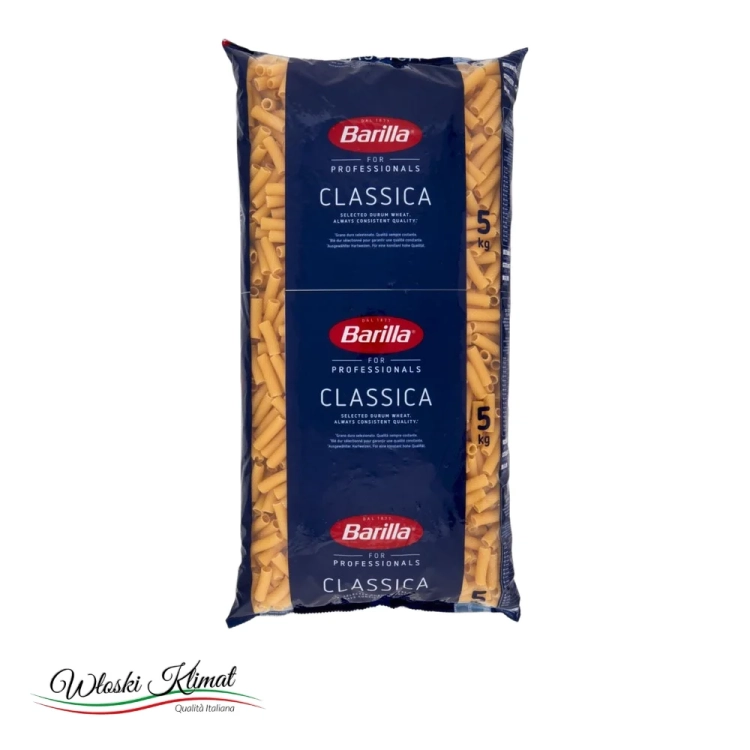 Makaron Rurki z pszenicy durum Tortiglioni Barilla 5kg - widok z przodu / opakowanie