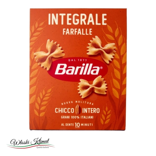 Makaron pełnoziarnisty kokardki Farfalle Integrale BARILLA 500g - widok z przodu / opakowanie