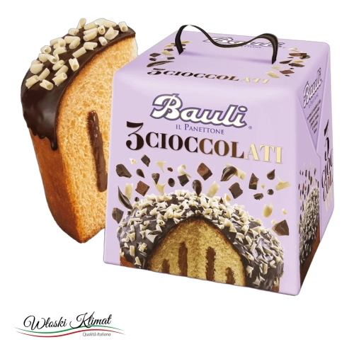 Włoska babka Panettone tre ciocciolate 3 czekolady 750g - widok z przodu / opakowanie