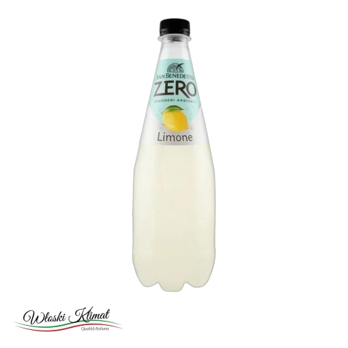 Napój gazowany o smaku cytrynowym bez cukru Limone Zero San Benedetto 750ml - widok z przodu / opakowanie