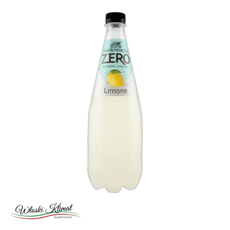 Napój gazowany o smaku cytrynowym bez cukru Limone Zero San Benedetto 750ml - widok z przodu / opakowanie