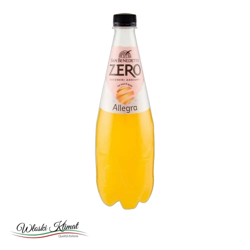 Napój gazowany o samku pomarańczowym bez cukru Allegra Zero  San Benedetto 750ml - widok z przodu / opakowanie