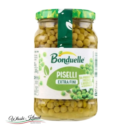 Groszek zielony drobny w zalewie Extra Fini Bonduelle 330g - widok z przodu / opakowanie