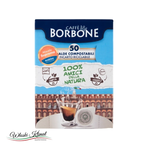 Kawa w saszetkach Suprema Borbone 50 szt. - widok z przodu / opakowanie