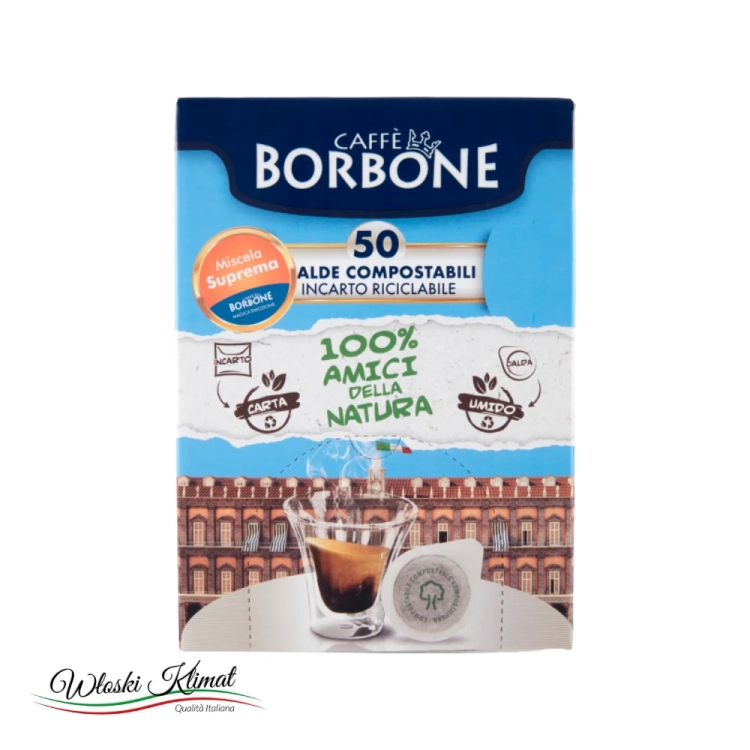 Kawa w saszetkach Suprema Borbone 50 szt. - widok z przodu / opakowanie