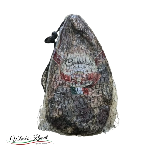 Guanciale - długodojrzewający policzek wieprzowy Brugnolo ok. 1,10kg - widok z przodu / opakowanie