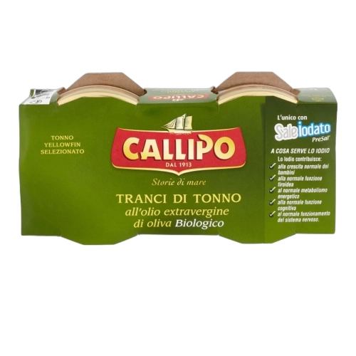 Tuńczyk w kawałkach w oliwie z oliwek ekologicznej extra virgin CALLIPO (2x70g) 140g - widok szczegółowy 2