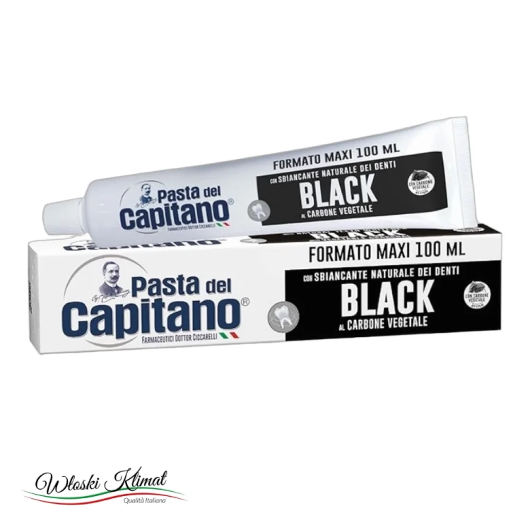 Pasta do zębów z aktywnym węglem roślinnym CARBONE Pasta del Capitano 100ml - widok z przodu / opakowanie