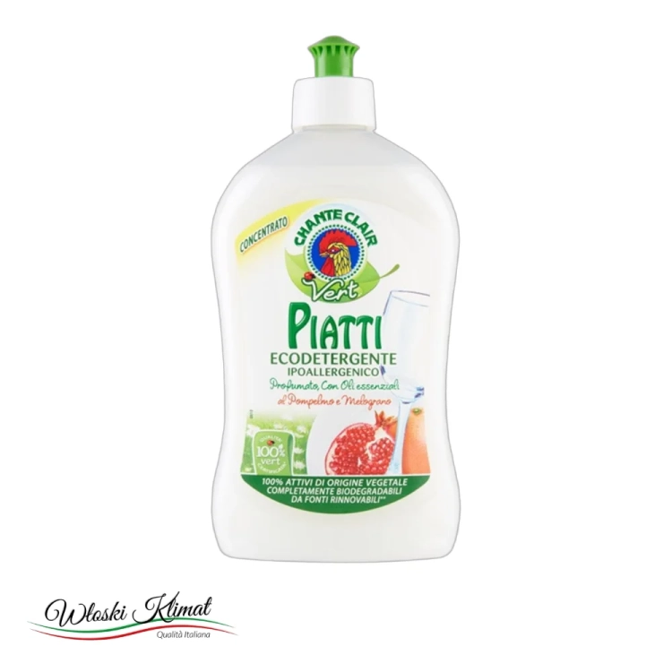 Płyn do mycia naczyń hipoalergiczny Grejpfrut z Granatem Pompelmo e Melograno Vert Chanteclair 500ml - widok z przodu / opakowanie