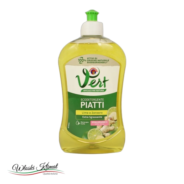 Płyn do mycia naczyń Limonka i Imbir Vert Ecodetergente Piatti Chante Clair 500ml - widok z przodu / opakowanie