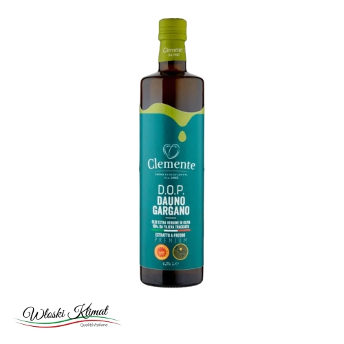 Oliwa z oliwek Extra Vergine Premium Dauno Gargano D.O.P. 100% Italia CLEMENTE 750ml - widok z przodu / opakowanie
