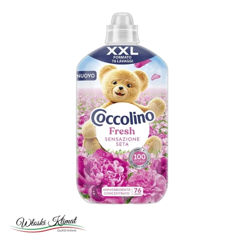 Płyn do płukania koncentrat Kwiatowy Fresh Sensazione Seta COCCOLINO 1750ml - widok z przodu / opakowanie