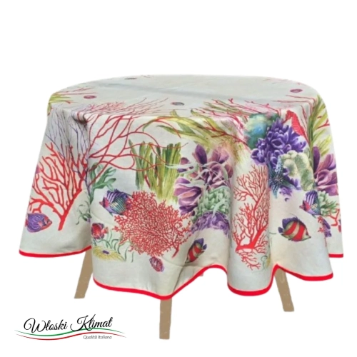 Obrus Koralowce Coral okrągły 180cm bawełna Etienne 96 by L&G - widok z przodu / opakowanie
