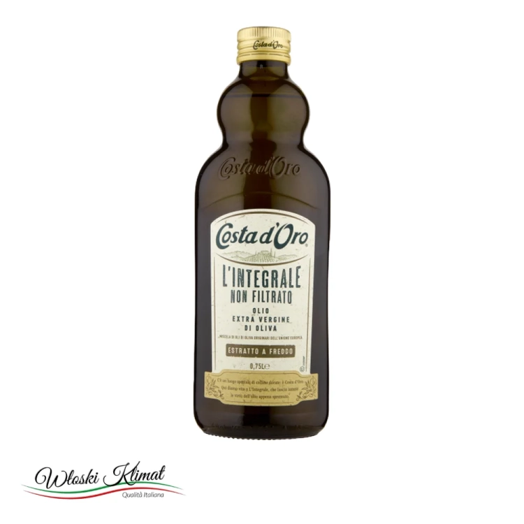 Oliwa Extra Virgin niefiltrowana COSTA D'ORO 750ml - widok z przodu / opakowanie