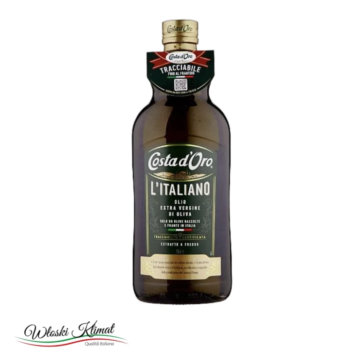 Włoska oliwa Extra Vergine Costa d'Oro 750ml - widok z przodu / opakowanie