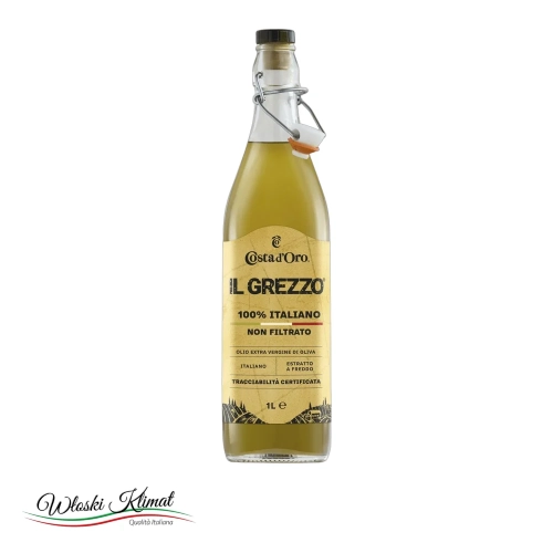 Oliwa z oliwek Extra Vergine niefiltrowana Il Grezzo Costa d'Oro 750ml - widok z przodu / opakowanie