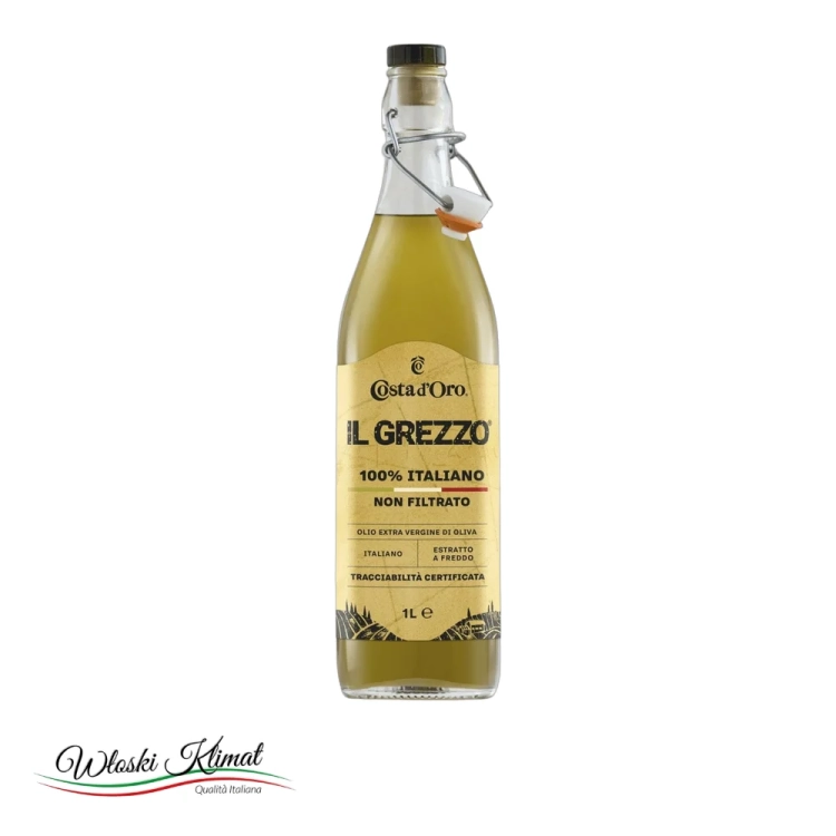 Oliwa z oliwek Extra Vergine niefiltrowana Il Grezzo Costa d'Oro 750ml - widok z przodu / opakowanie