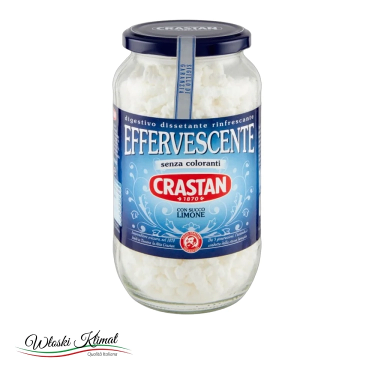 Preparat na trawienie musujący z sokiem cytryny Digestivo Effervescente CRASTAN 250g - widok z przodu / opakowanie