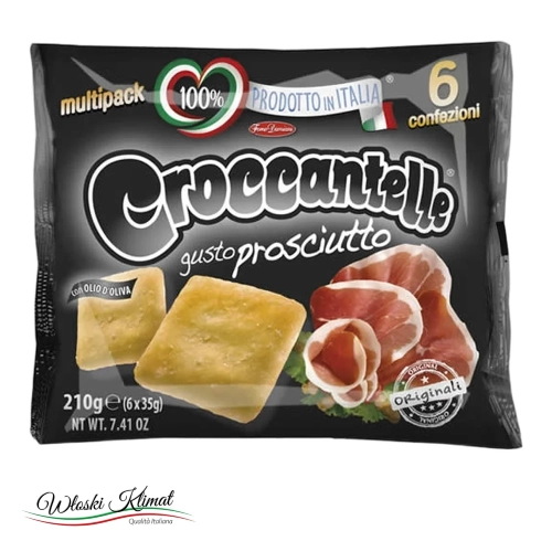 Croccantelle prosciutto krakersy o smaku szynki parmeńskiej multipack 210 g - widok z przodu / opakowanie