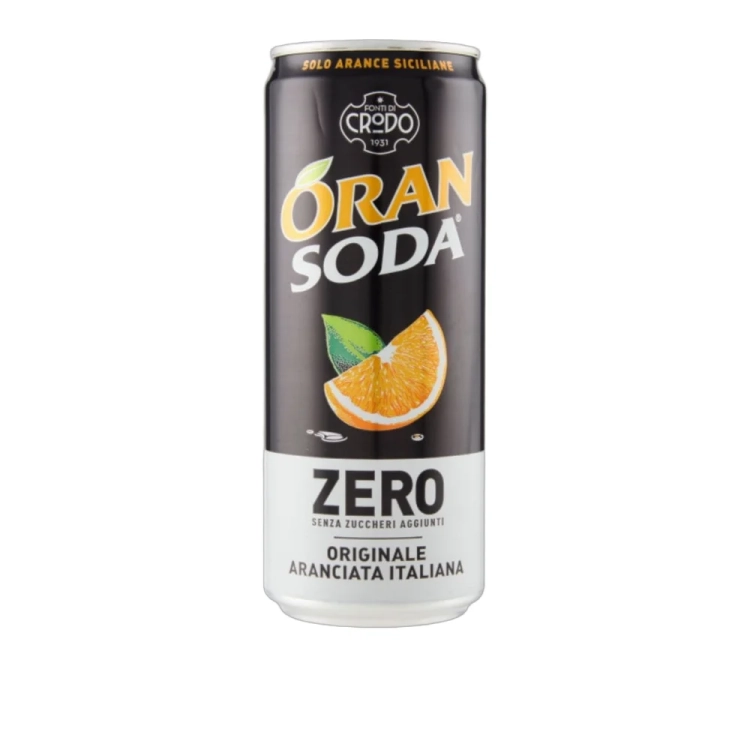 Napój gazowany bez cukru pomarańczowy Oransoda Zero Fonti di Crodo 330ml - widok szczegółowy 2