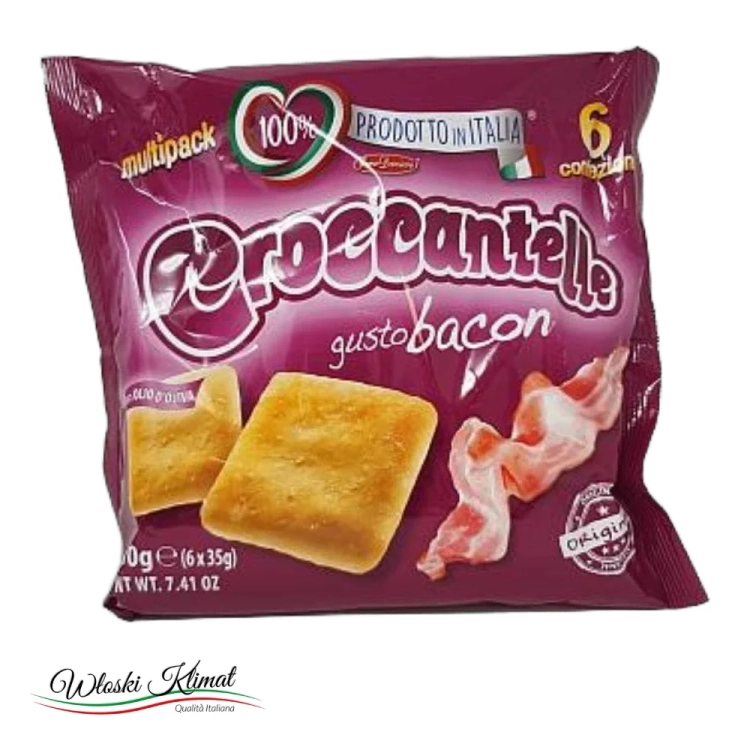 Croccantelle Bacon krakersy o smaku bekonu multipack Forno Damiani 180g - widok z przodu / opakowanie
